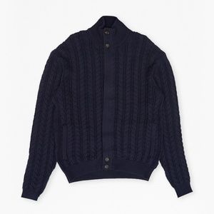 French Connection Navy Full-Zip Cable Cardigan